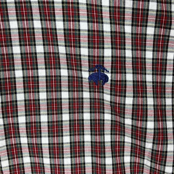Brooks Brother Shirt Mens Large Red Check Button Long Sleeve Non Iron Cotton - Picture 2 of 6